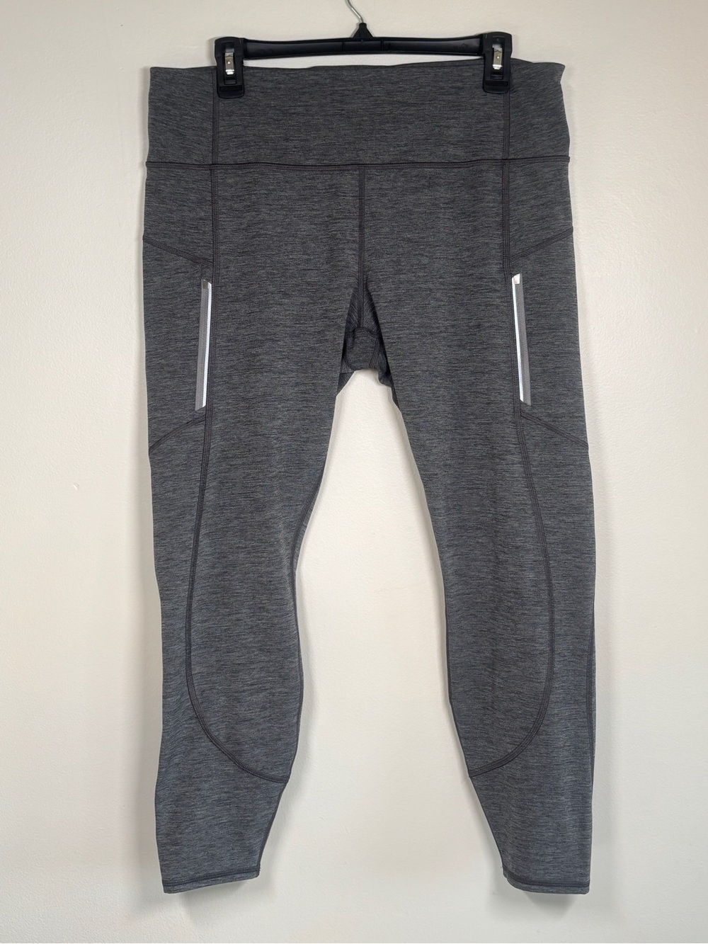 Athleta Gray Performance Leggings with Reflective Accents